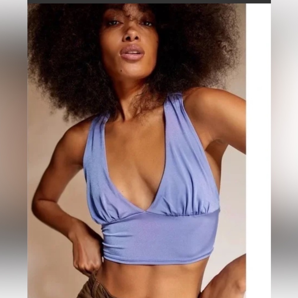 Urban Outfitters Periwinkle V-Neck Racerback Crop Top